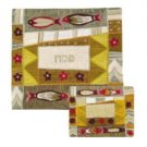 Yair Emanuel Silk Matzah Cover Set with Fish in Gold