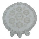 White Matzah Cover with Seder Plate Design and Tabs in Gold and Silver