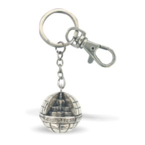 6 cm round key ring with engraved Tower of David