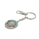 5 cm spinning key ring with a scene of Jerusalem and blue rhinestones