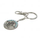 6 cm pewter spinning key ring with Hamsa in Hebrew