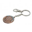 6 cm copper spinning key ring with blue rhinestones in English