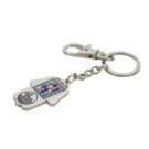 3.5 cm nickel key ring with multi-colored rhinestones