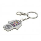 6cm Nickel Hamsa Hand Key Holder with Hebrew Travel Prayer