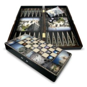 48x48 cm. Multicolor Backgammon Set with Jerusalem Sites
