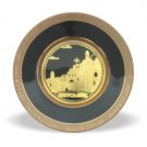 15 cm. Black and Gold Oval Ceramic City of David Plate in Russian