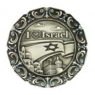 10cm Pewter Decorative Plate with “I Love Israel” with Jerusalem and Flag