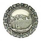 10cm Pewter Plate with Western Wall and Russian Script
