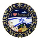 10 Centimeter Metal Plate with a Scene of Jerusalem and Israeli flag