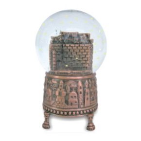 9 Centimeter Copper Snow Globe with the Kotel in Russian