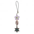 Acrylic Cellphone Pendant with Star of David and Purple Flower