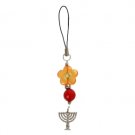 Acrylic Cellphone Pendant with Hanukkah Menorah Pendant and Flower