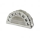 14 Centimeter White Ceramic Napkin Holder with Silver Jerusalem and Stripe