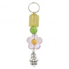 Acrylic Key Chain with Hamsa and Flower