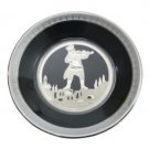 11 cm. Silver Ceramic Fiddler on the Roof Plate in Russian