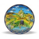 Small Multicolor Ceramic Plate with Israel Map in Hebrew and English