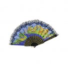 23 Centimeter Hand-Held Fan in Blue with Lace