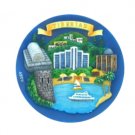 10 Centimeter Blue Decorative Plate with Embossed Tiberias