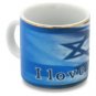 6cm Blue and White Ceramic Mug with “I Love Israel” and Gold Stripe