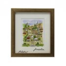 Light Brown Framed Drawing of Jerusalem