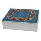 Yair Emanuel Embroidered Jewelry Box With Jerusalem Depictions in Blue