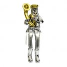 Polyresin Silver Sitting Hassidic Tuba Player Figurine with Cloth Legs