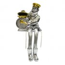 Polyresin Silver Sitting Hassidic Drum Player Figurine with Cloth Legs