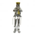 Polyresin Silver Sitting Hassidic Clarinet Player Figurine with Cloth Legs
