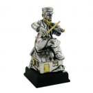 12 cm. Silver Polyresin Fiddler on the Roof Figurine with Cottage Stand