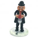 9 cm. Black Glass Hassidic Figurine Playing the Piccolo