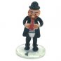 9 cm. Black Glass Hassidic Figurine Playing the Piccolo