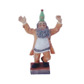 11 cm. Multicolor Polyresin Dancing Hassid Figurine with Dark Brown Base