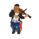 11 cm. Multicolor Polyresin Fiddler on the Roof Figurine with Cottage Stand