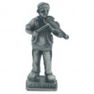 8 cm. Lead Gray Jerusalem Child Playing the Fiddle Figurine with Stand