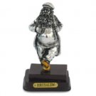 Dancing Chassid Figurine with Mahogany Base in Silver