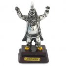 9 cm. Silver Polyresin Dancing Hassid Figurine with Dark Brown Jerusalem Base