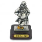 6 cm. Silver Polyresin Dancing Cossack Figurine with Dark Brown Jerusalem Stand