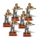 6 cm. Multicolor Polyresin Child Fiddler Figurine 6 pc. Set
