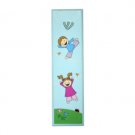 7 Centimeter Wood Mezuzah with Children Playing on Light Blue Background