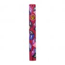 10cm Mezuzah with Aleph-Bet Blocks and White Text in Red Rubber