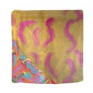 Yair Emanuel Hand-Painted Silk Square Scarf of Jerusalem in Orange