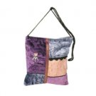 Yair Emanuel Purple and Violet Velvet Handbag with Flower Embroidery