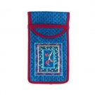 Yair Emanuel Blue Embroidered Quilted Silk Glasses Case
