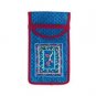 Yair Emanuel Blue Embroidered Quilted Silk Glasses Case
