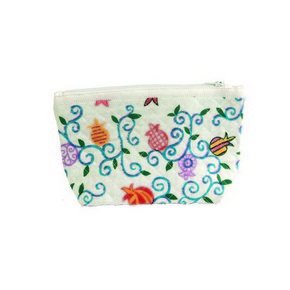 Yair Emanuel Silk-Screened Medium-Sized Hand Bag with Pomegranates