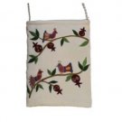 Yair Emanuel White Embroidered Hand Bag with Branch Design