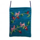 Turquoise Yair Emanuel Embroidered Bag with Bird Motif