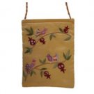 Yair Emanuel Gold Bag with Embroidery of Birds on Branches
