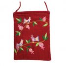 Embroidered Maroon Handbag with Bird and Pomegranate Motif by Yair Emanuel
