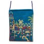 Yair Emanuel Turquoise Embroidered Handbag with Jerusalem Design